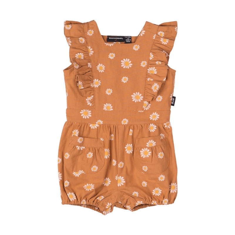 Rock Your Baby Brown Daisy Romper