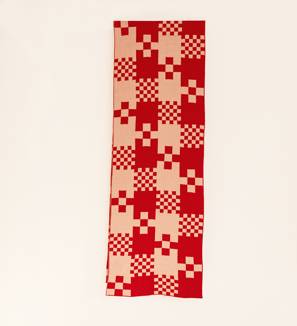 Dowse Riley Pink & Red Check Pattern Scarf
