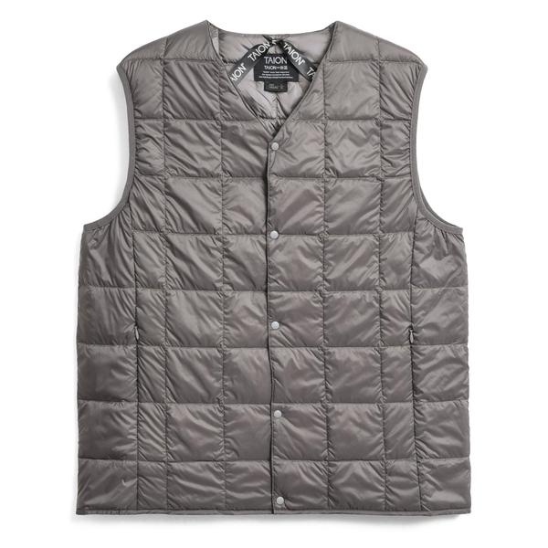 V Neck Down Vest Grey