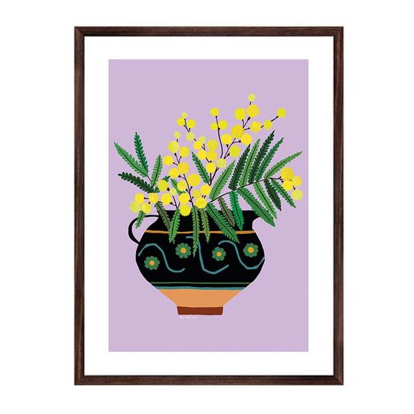 Brie Harrison  Floral Mimosa Jug Art Print A4