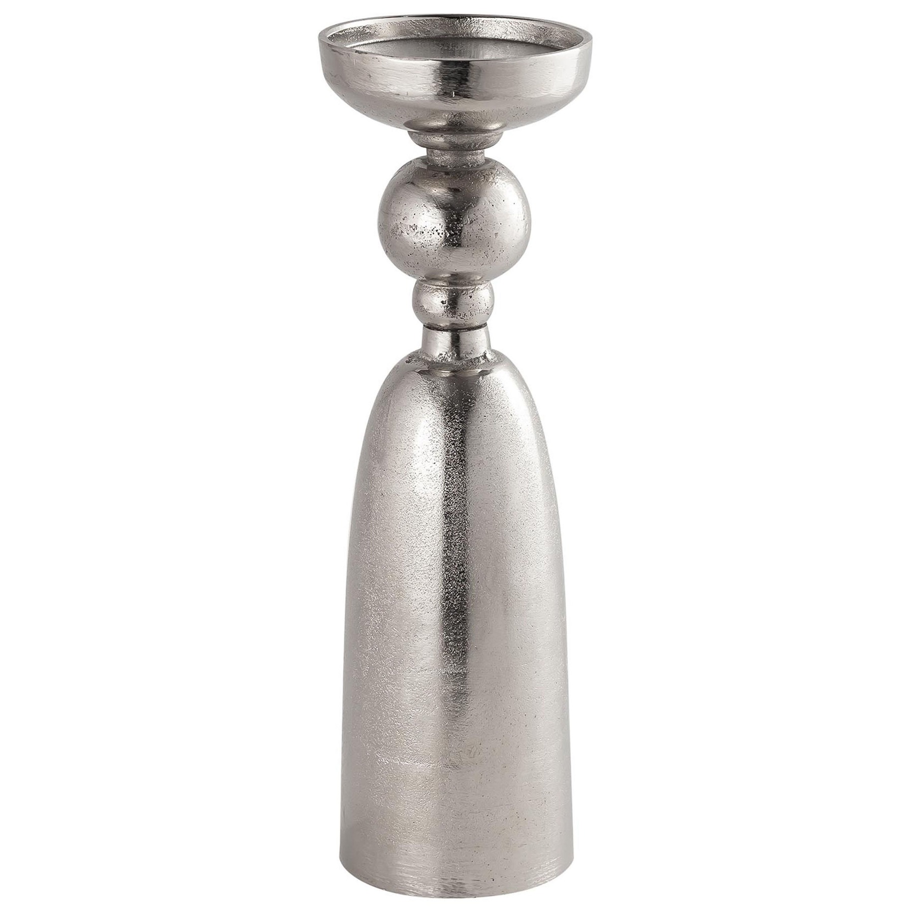 Victoria & Co. Contemporary Silver Pillar Candle Holder