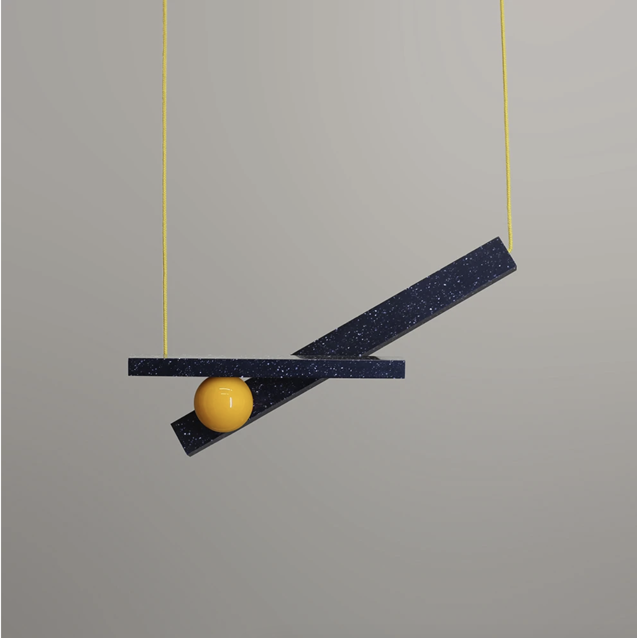One We Made Earlier Van Geometric Necklace with Yellow ball and Yellow Strings