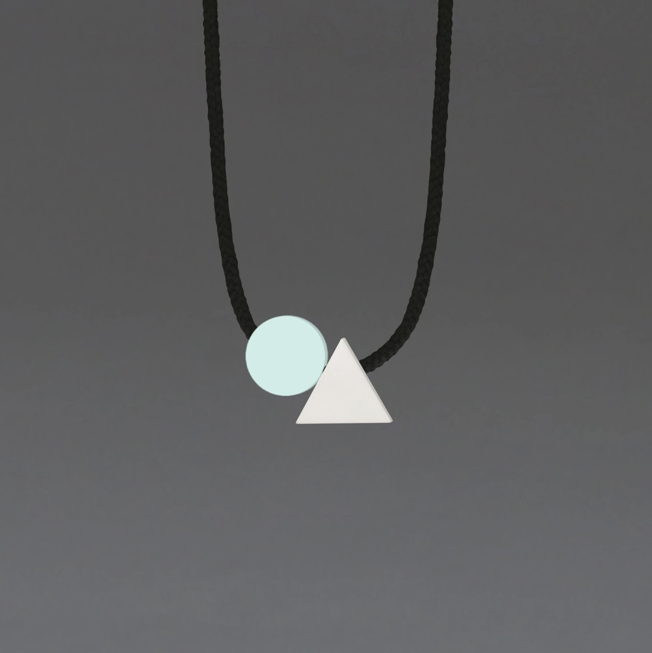 One We Made Earlier Ellsworth Geometric Necklace with Mint Circle and White Resin Triangle