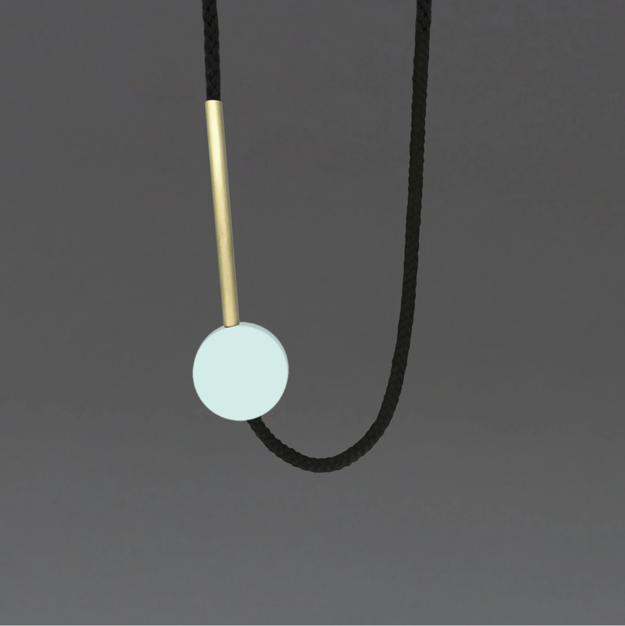 One We Made Earlier Gia Geometric Necklace with Mint Circle and Brass Tube