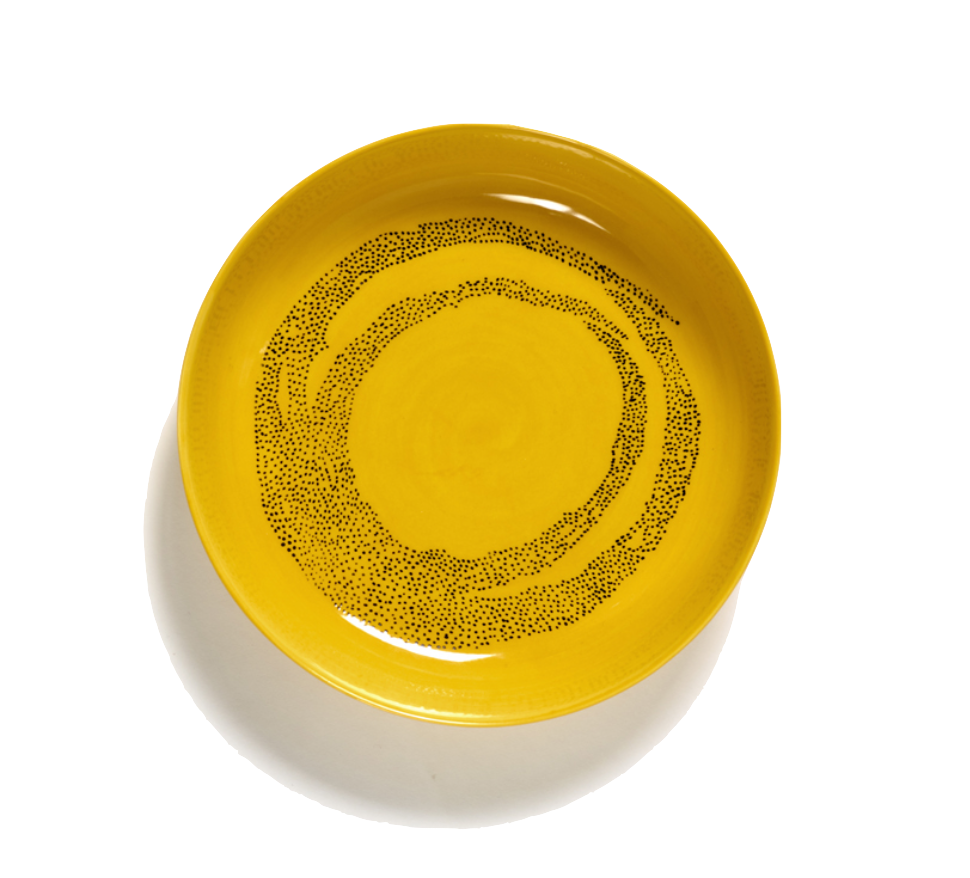 Serax X Feast High Plate Sunny Yellow Swirl Dots