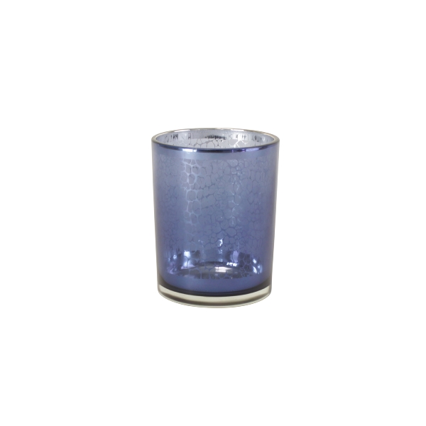&Quirky Blue Snake Print Glass Candle Holder Small