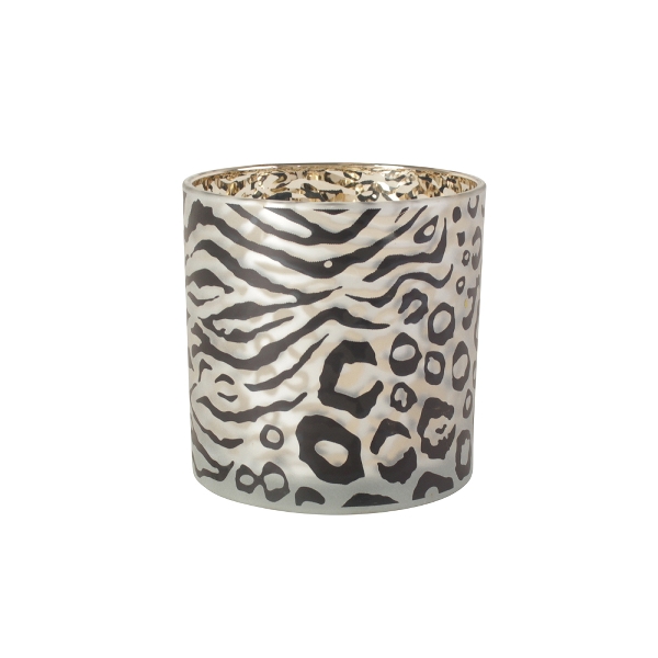 &Quirky Safari Animal Print Glass Candle Holder Large