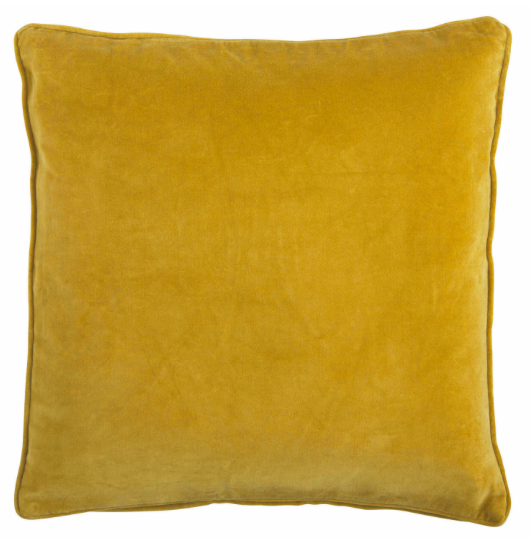 Pompon Bazar Velvet Cushion 50x50cm color Ochre