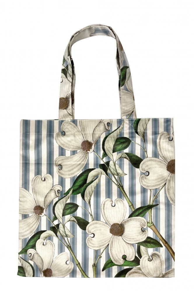 Vanilla Fly White Floral With Stripe Tote 6
