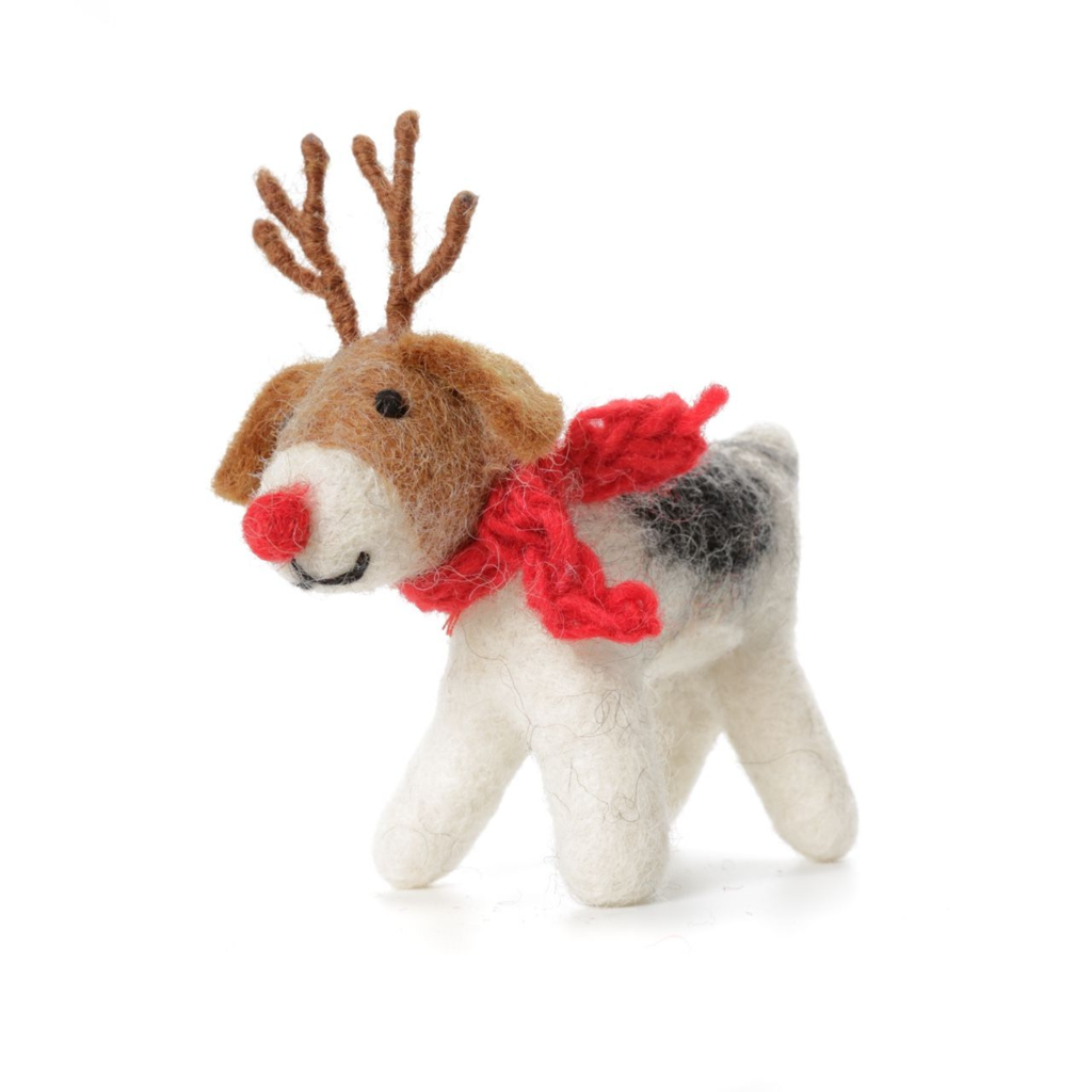 Amica Accessories Felt Fox Terrier with Antlers Decoration