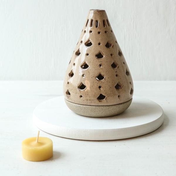 Godwin Brown Stoneware Votive Candleholder