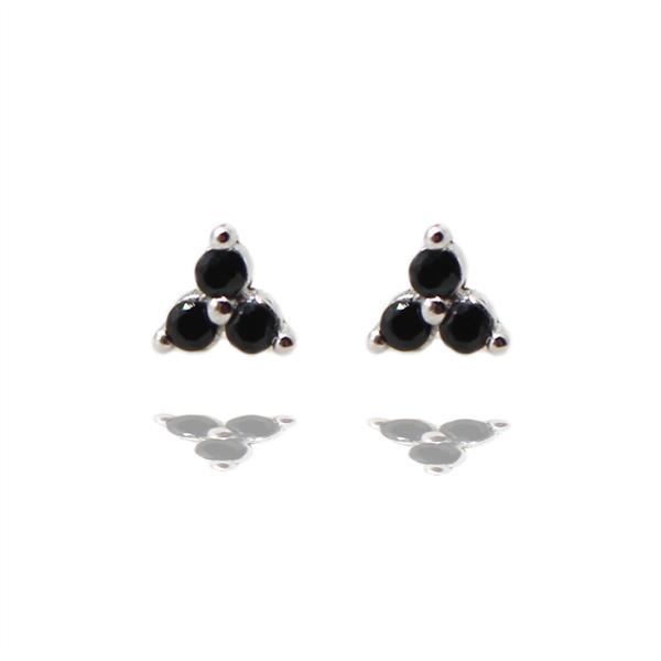 Curiouser and Curiouser Sterling Silver Three Black Gems Stud Earrings