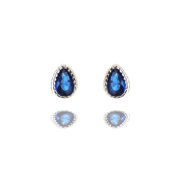 Curiouser and Curiouser Sterling Silver Blue Gems Teardrop Stud Earrings