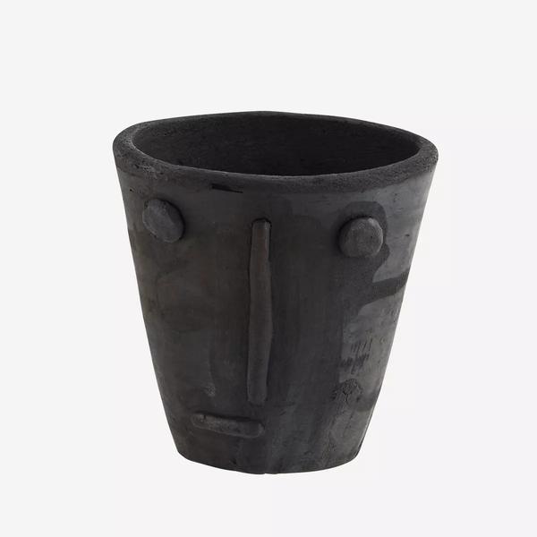 Madam Stoltz Black Plant Pot with Face Design