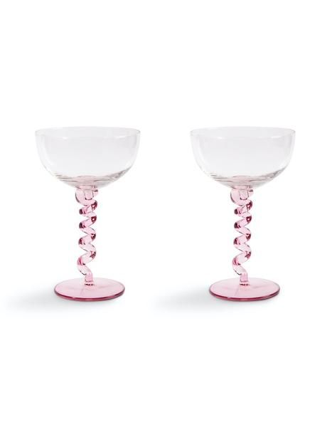 &klevering Set of Two Pink Spiral Stem Wine Glasses