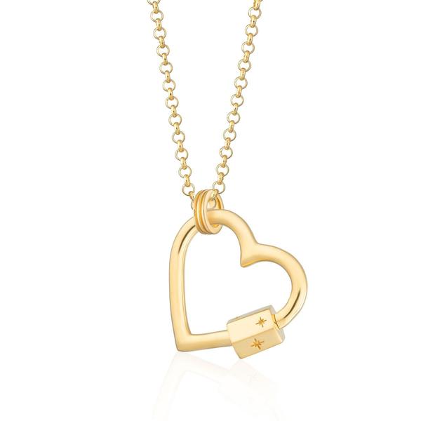 Heart Carabiner Charm Collector Necklace Gold Standard Length Chain