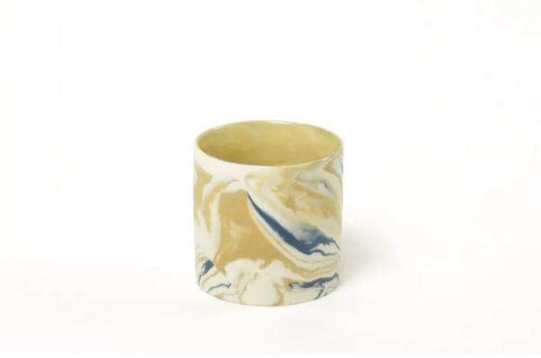 Glass Marble Mustard Blue