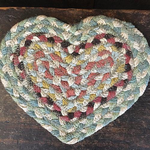 The Braided Rug Company Heart Shaped Coaster In Pampas