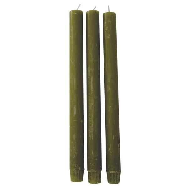 Grand Illusions Set Of Three Rustic Fern Green Dinner Candles