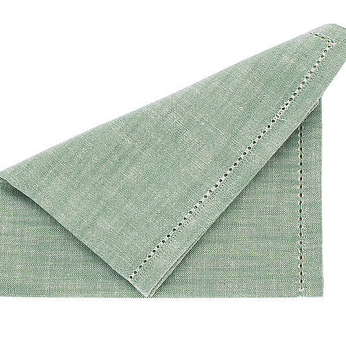 Waltons of Yorkshire Set Of Four Moss Green Chambray Napkins