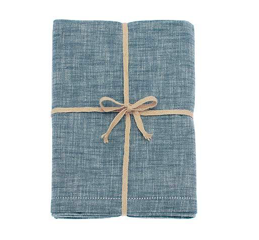 Waltons of Yorkshire Chambray Tablecloth In Flint Blue 130 X 180 Cm
