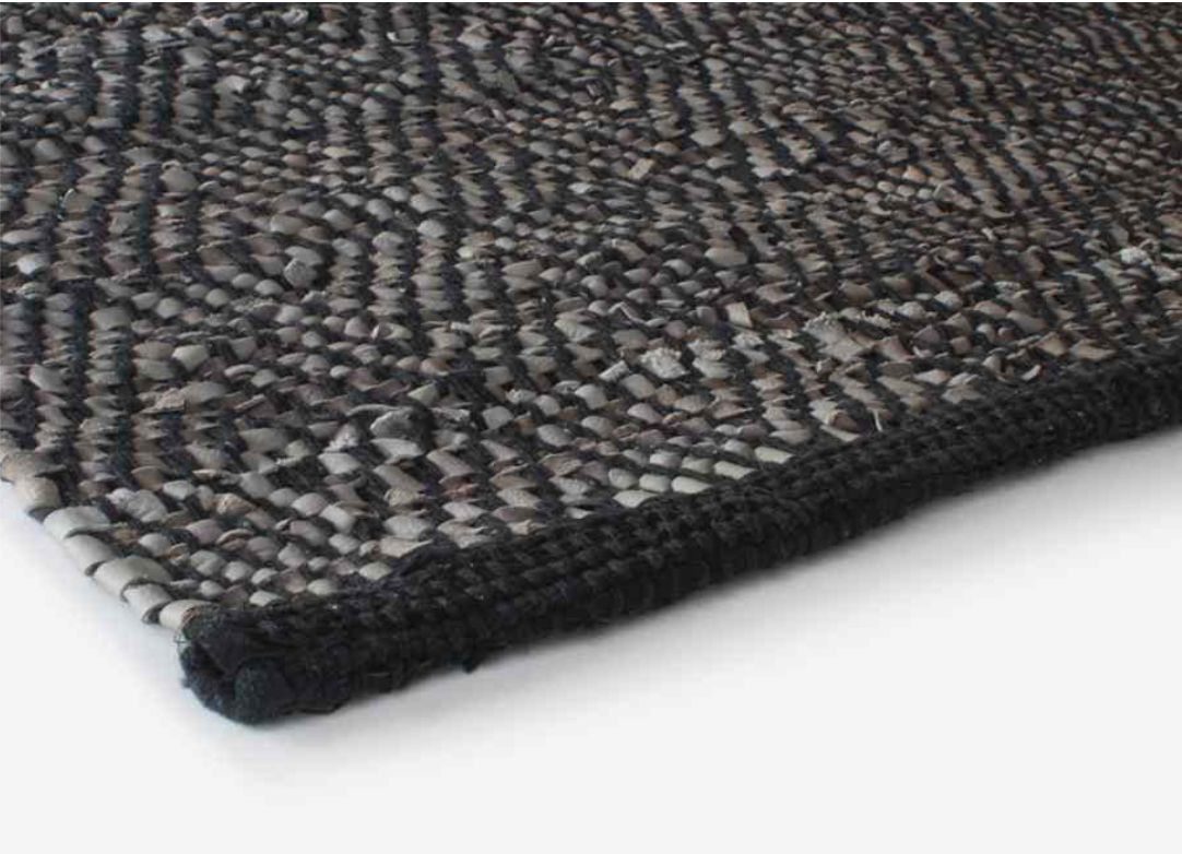 Aspegren 70x200 cm Grey Chia Cotton and Leather Carpet