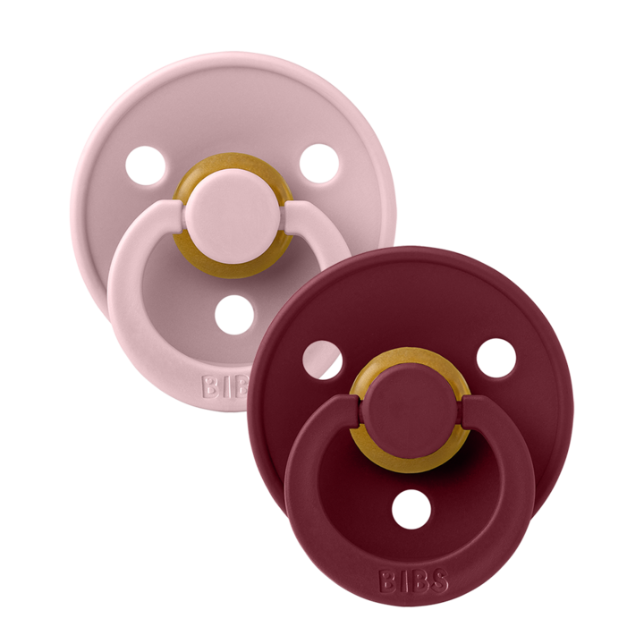 Set of 2 pacifiers Bibs ergonomics and design Pink Plum and Elderberry