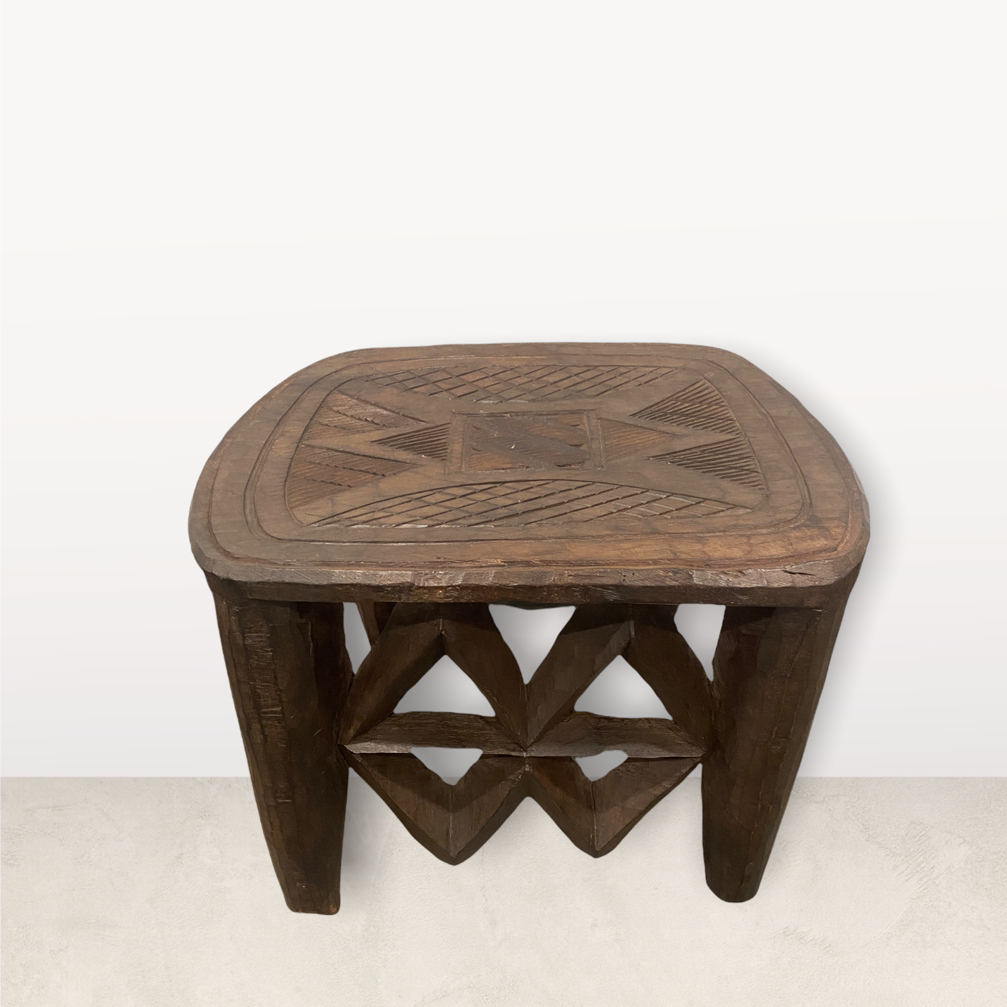 Nupe Table Stool Square Engraved L 12.2