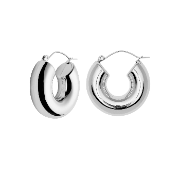 Silver Bold Hoop Earrings Waterproof