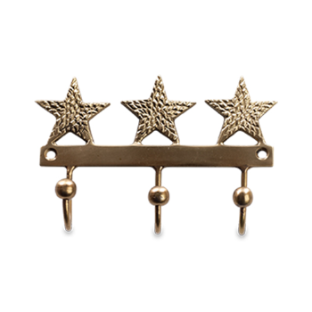 Nkuku Antique Brass Star Hooks - Set of 2