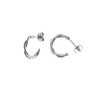 Silver Twist Hoop Earrings Waterproof