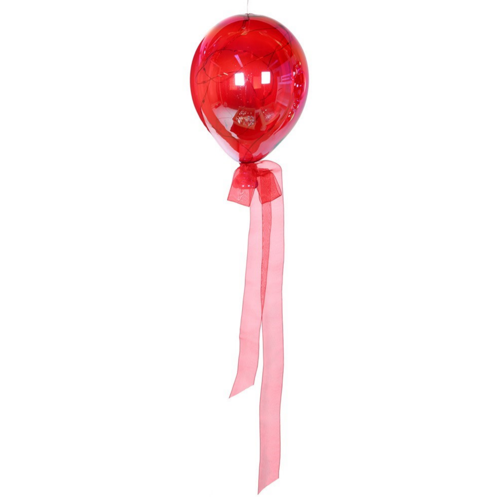 Iridescent Pink Lit Glass Balloon Bauble