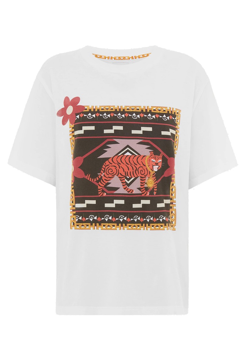 Hayley Menzies Portobello Tiger Cotton Printed T-Shirt White