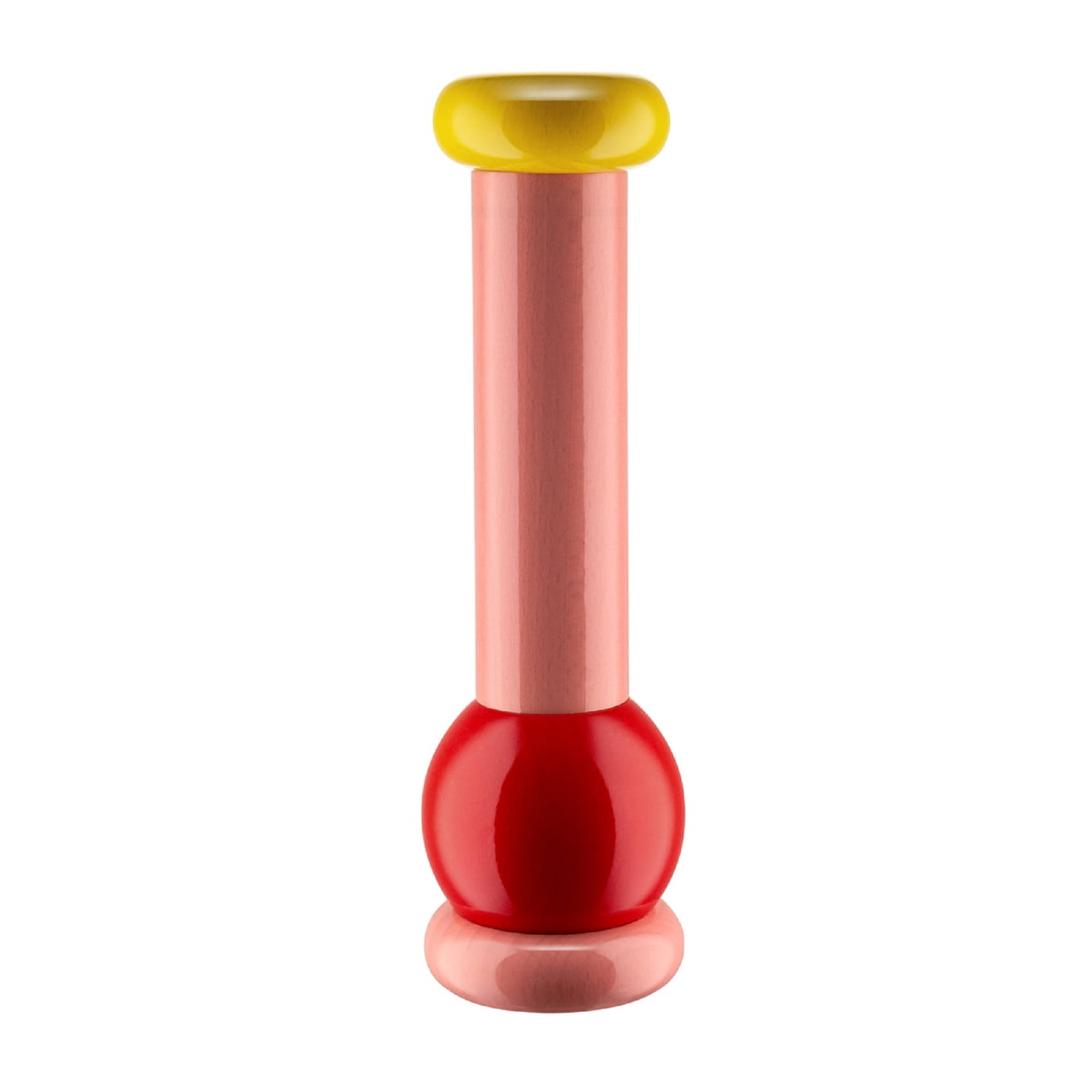 Alessi Pink, Red & Yellow Beech Wood Salt Pepper & Spice Grinder 