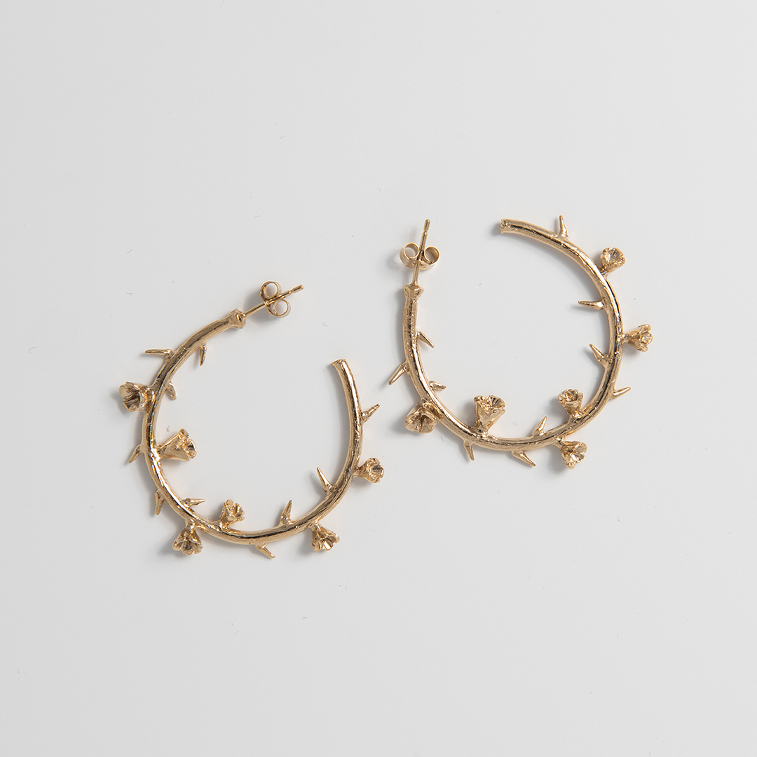 Frida Kahlo Thorn Gold Hoop Earrings