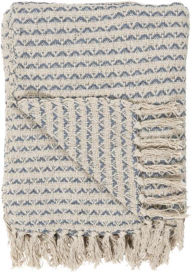 Throw Cream Blue Pattern