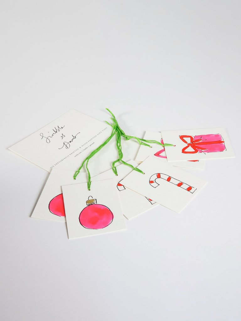 Scribble & Daub Gift Tags In Red Pink