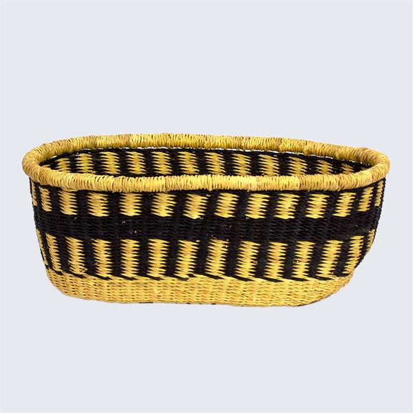 Ghanaian Basket No 171 Monochrome With Natural Band