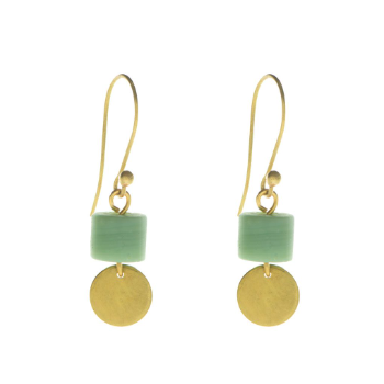 Just Trade  Air Barrel Earrings - Turquoise green