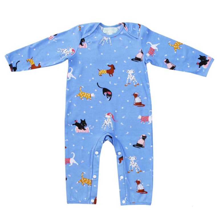 Powell Craft Cat and Dog Print Baby Jumpsuit