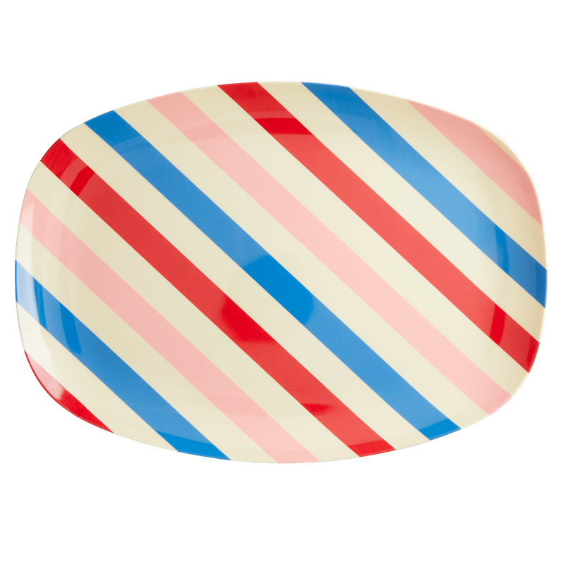 rice Plato Rectangular de Melamina - Candy Stripes