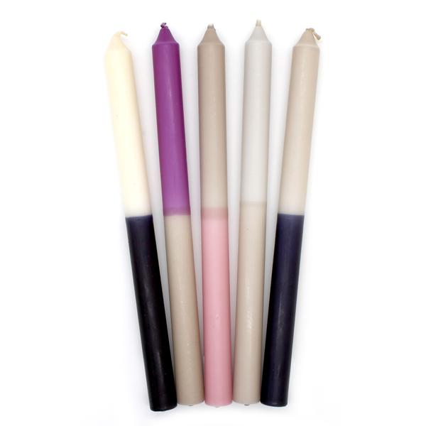 Set of 5 Two Toned Dinner Candles