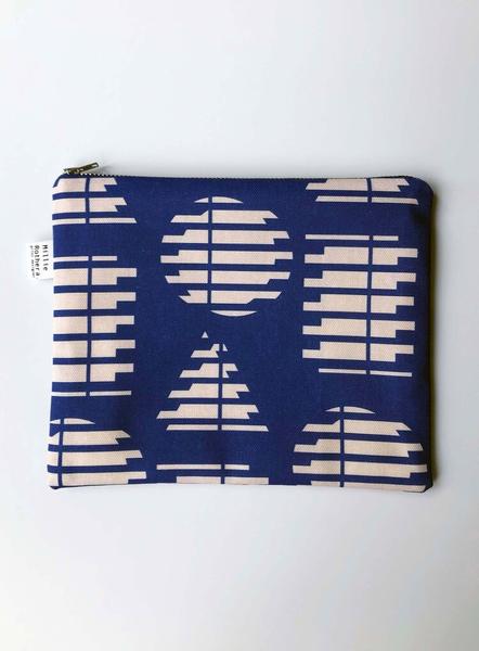 Millie Rothera Flat Pouch In Bangla Blue Print