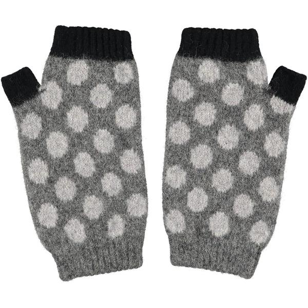 Womens Spot Lambswool Wrist Warmers Grey Black