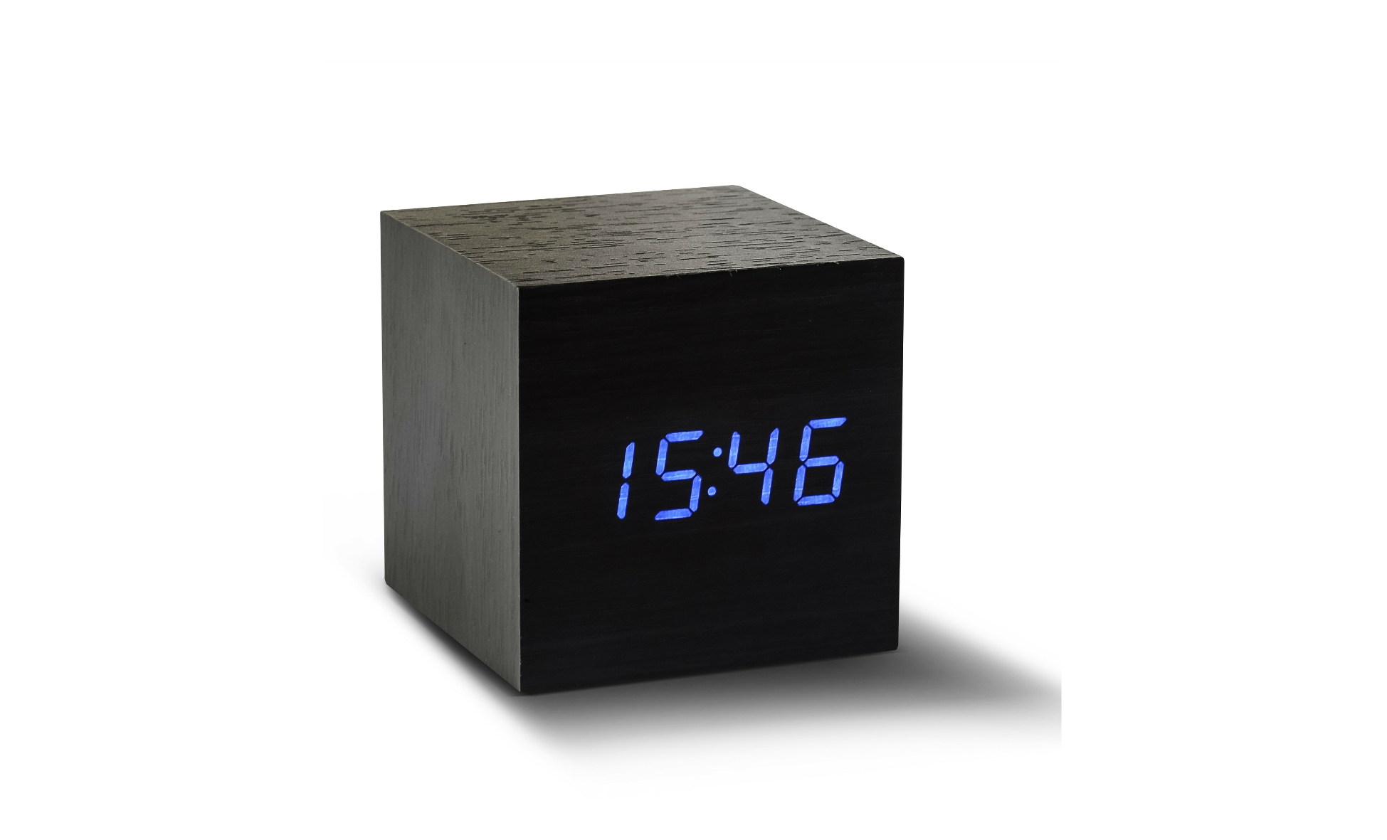 Gingko Black Blue LED Cube Click Clock