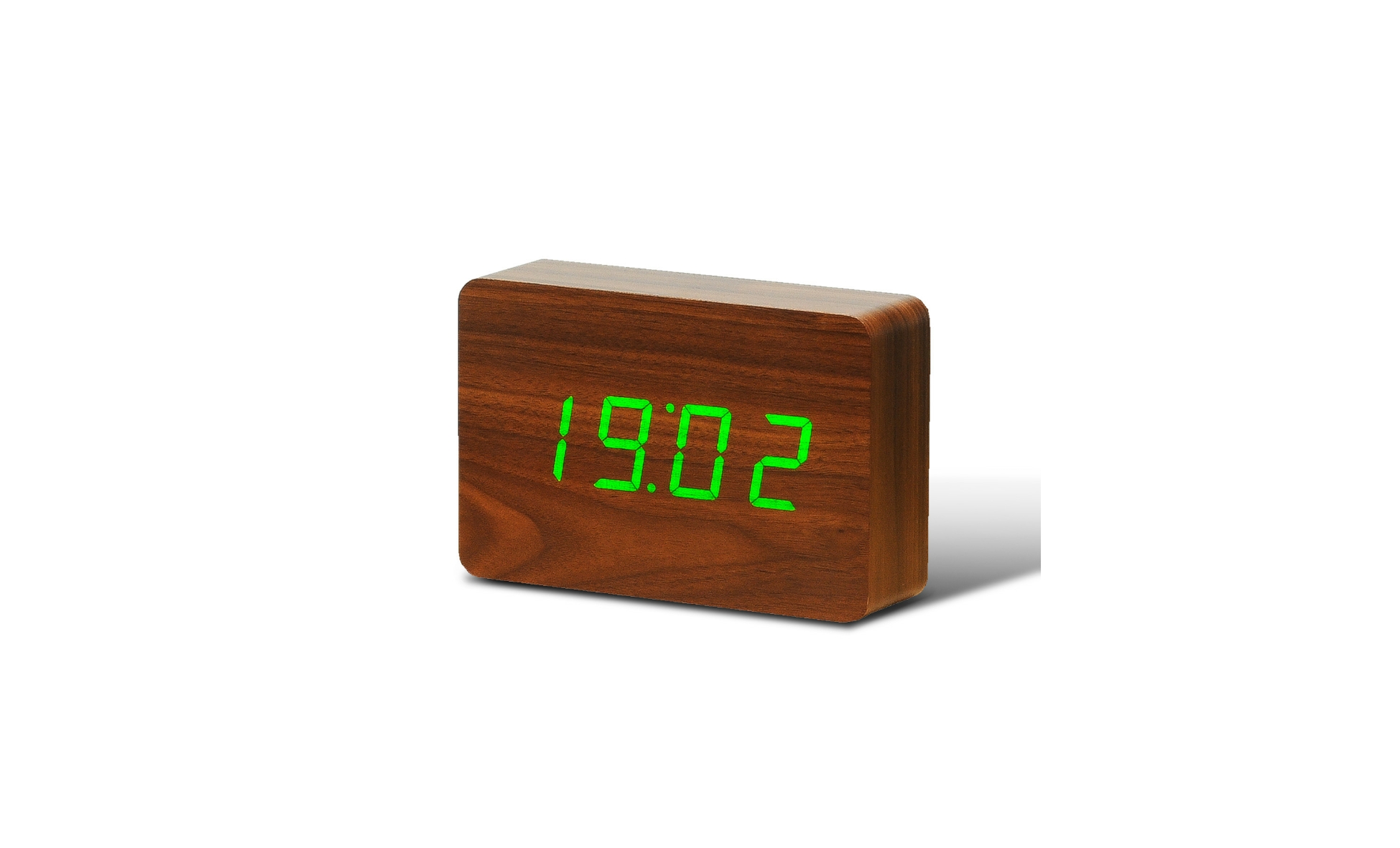 Gingko Walnut Green LED Brick Click Clock