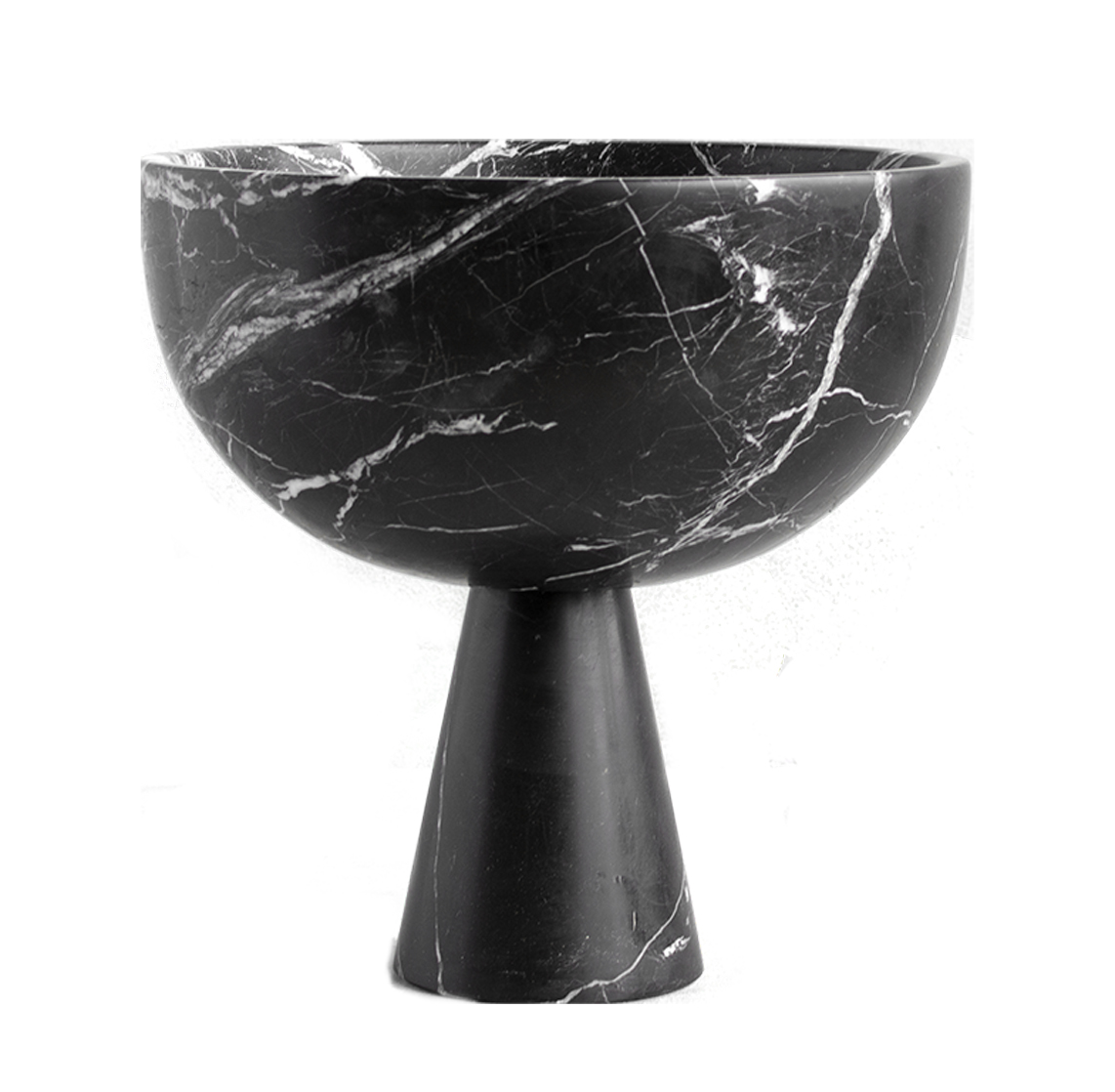 Kiwano Concept Black Marble Pedestal Bowl | XL