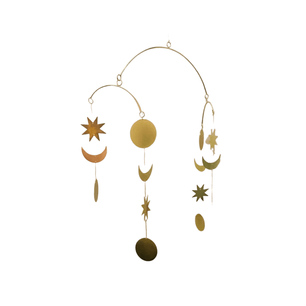 A la Handmade Brass Star and Moon Mobile