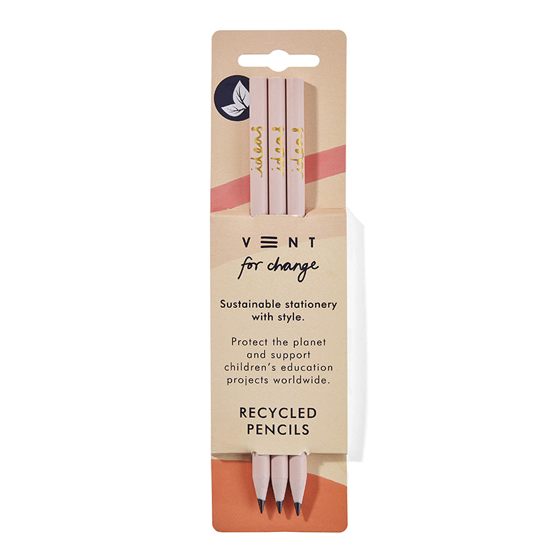 VENT for change Recycled Carnation Pink Pencils in Cream 'Ideas' Sleeve