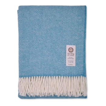 So Cosy Dani Throw -  Blue Jelly Bean and White